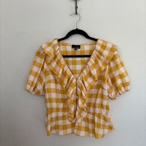 Lucy Paris Yellow Gingham Ruffle Top Size Medium